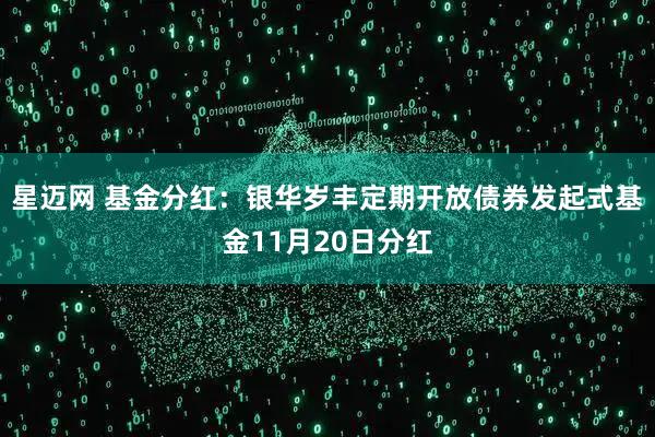 星迈网 基金分红：银华岁丰定期开放债券发起式基金11月20日分红