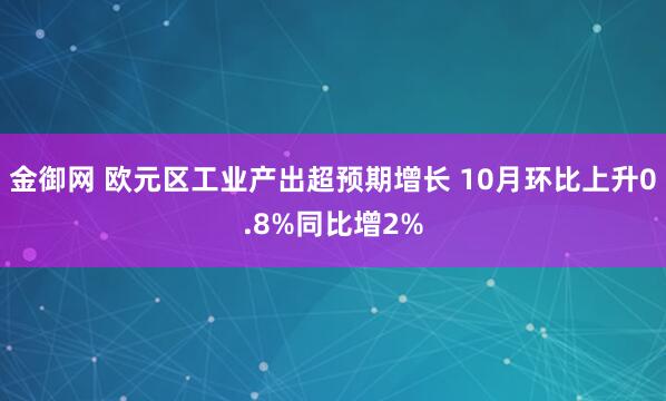 金御网 欧元区工业产出超预期增长 10月环比上升0.8%同比增2%
