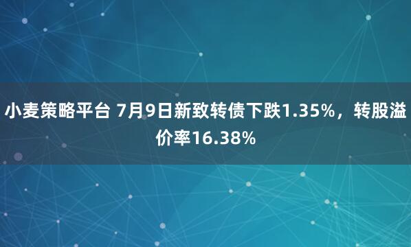 小麦策略平台 7月9日新致转债下跌1.35%，转股溢价率16.38%